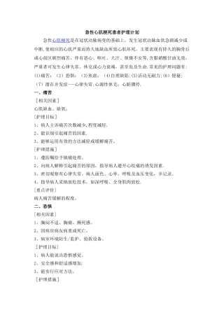 急性心肌梗死病人护理计划