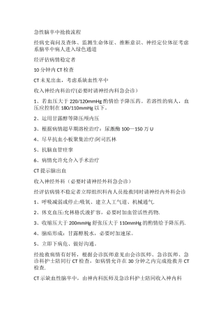 急性脑卒中抢救流程
