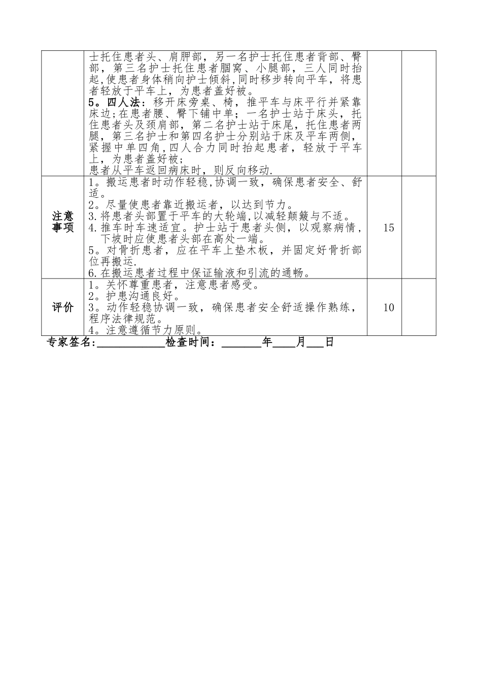 急救搬运技能操作评价记录表_第2页
