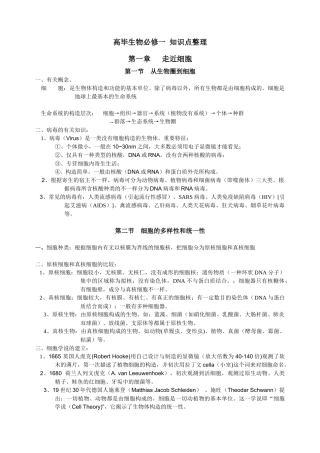 2025年生物必修一知识点