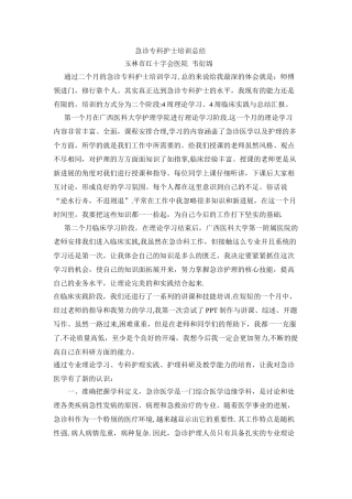 急诊专科护士培训总结