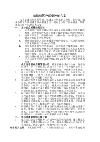 急诊科医疗质量控制方案