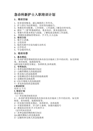 急诊科新入护士培训计划