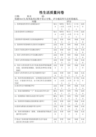 性生活质量问卷