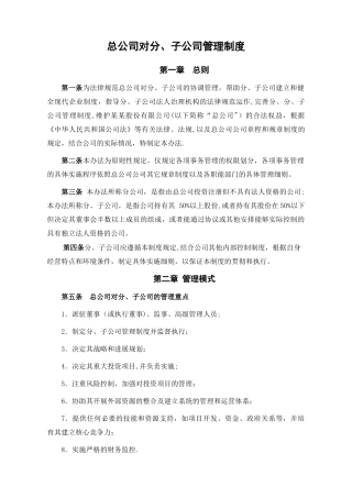 总公司对分子公司的管理制度