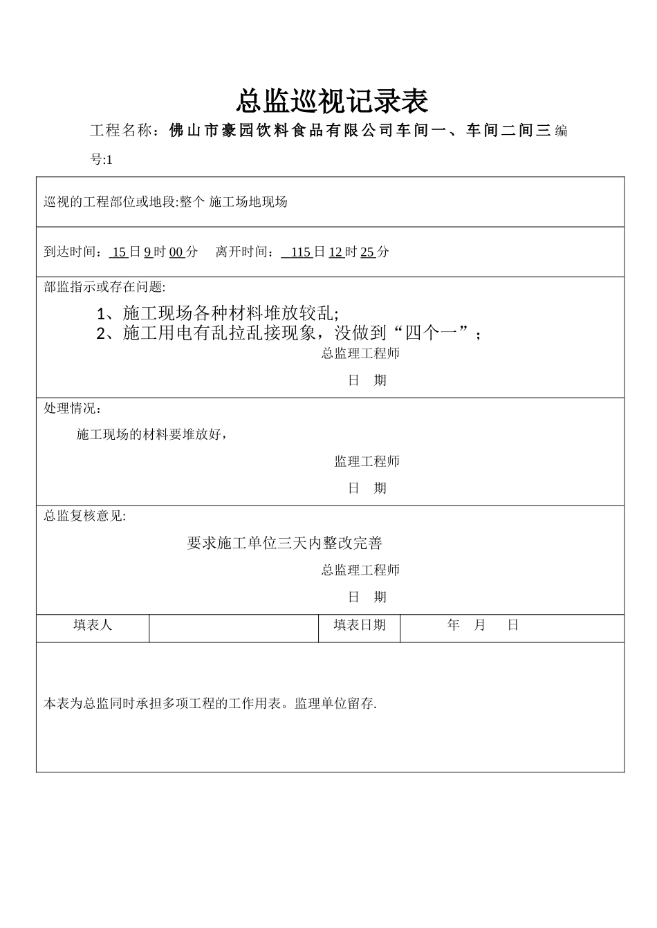 总监巡视记录表_第1页
