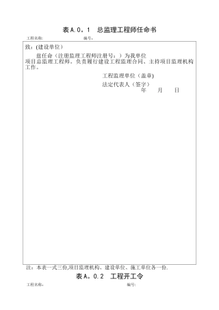 总监理工程师任命书(最新表格)