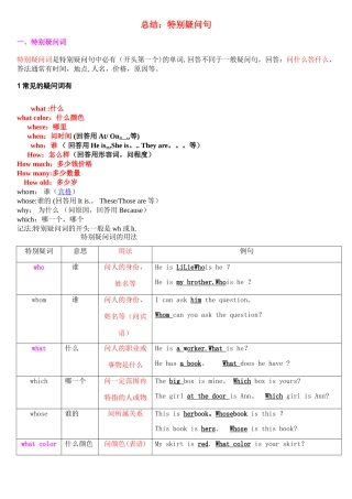 总结特殊疑问句