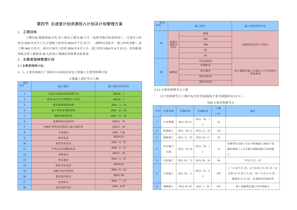 总进度计划资源投入计划及计划管理方案_第1页
