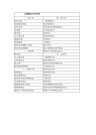总预算会计科目表