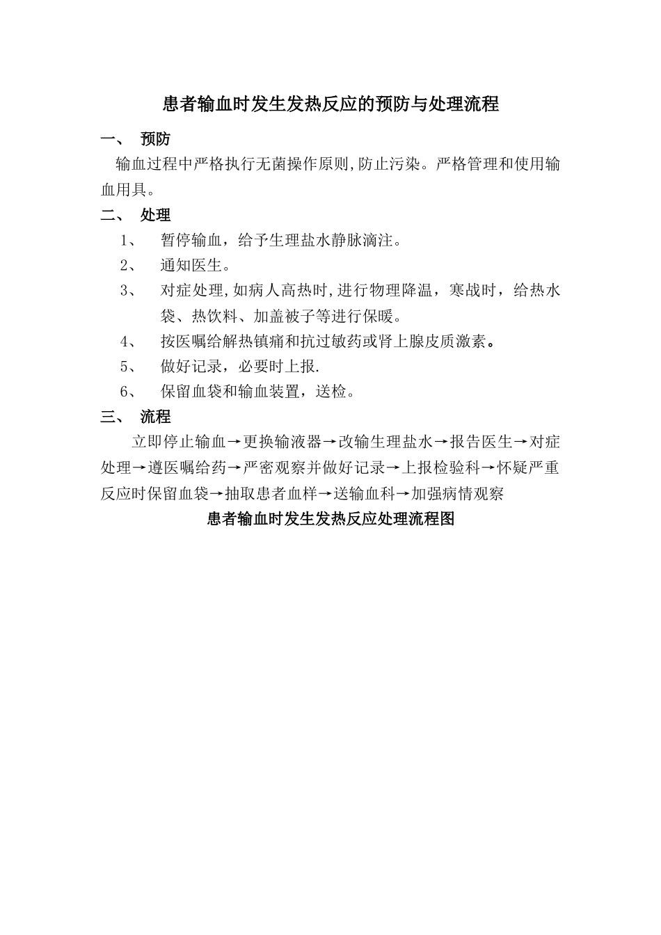 患者输血时发生发热反应的预防与处理流程_第1页