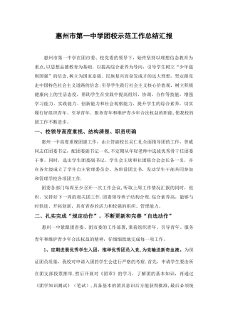 惠州市第一中学团校示范工作总结汇报