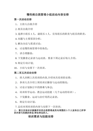 慢病自我管理小组活动要求
