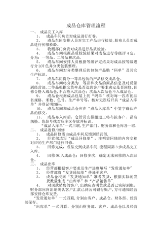 成品仓库管理流程