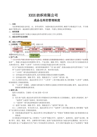 成品仓库管理规定