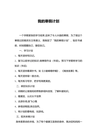 我的寒假计划