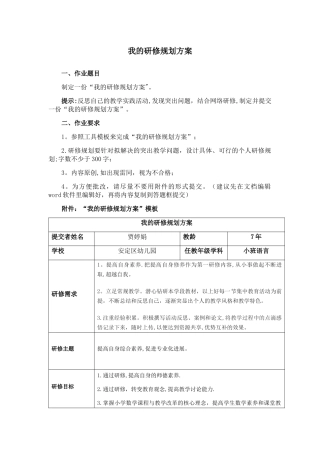 我的研修规划方案