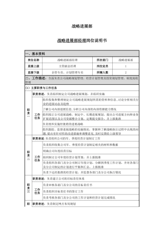 战略发展部岗位说明书