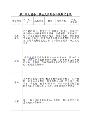 户外活动观察记录周表