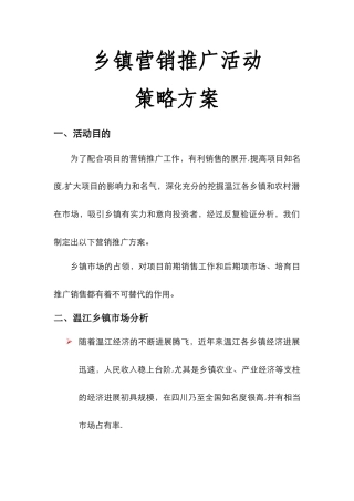 房地产乡镇推广方案