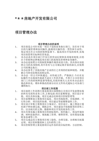 房地产公司项目管理办法