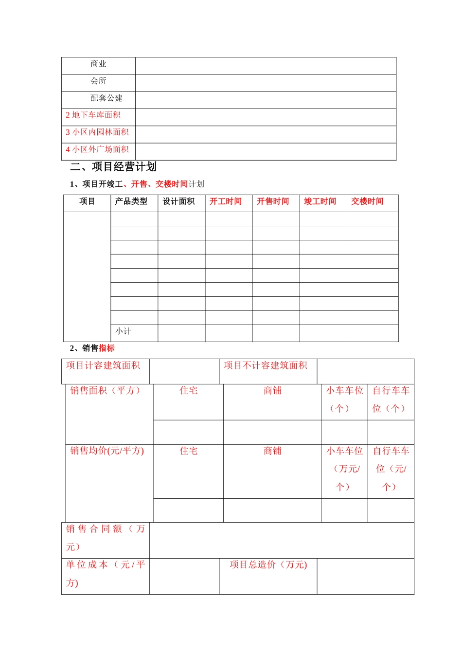 房地产公司项目运营计划模板_第3页
