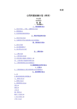 房地产公司项目运营计划模板