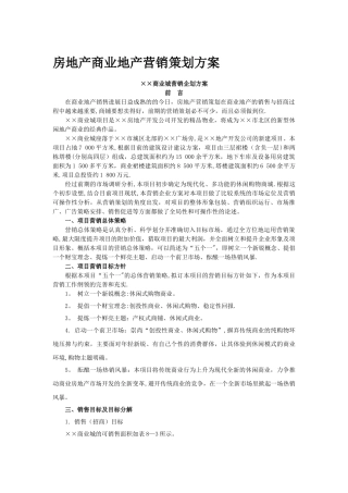 房地产商业地产营销策划方案