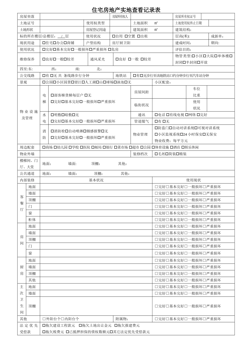 房地产实现场勘查记录表_第1页