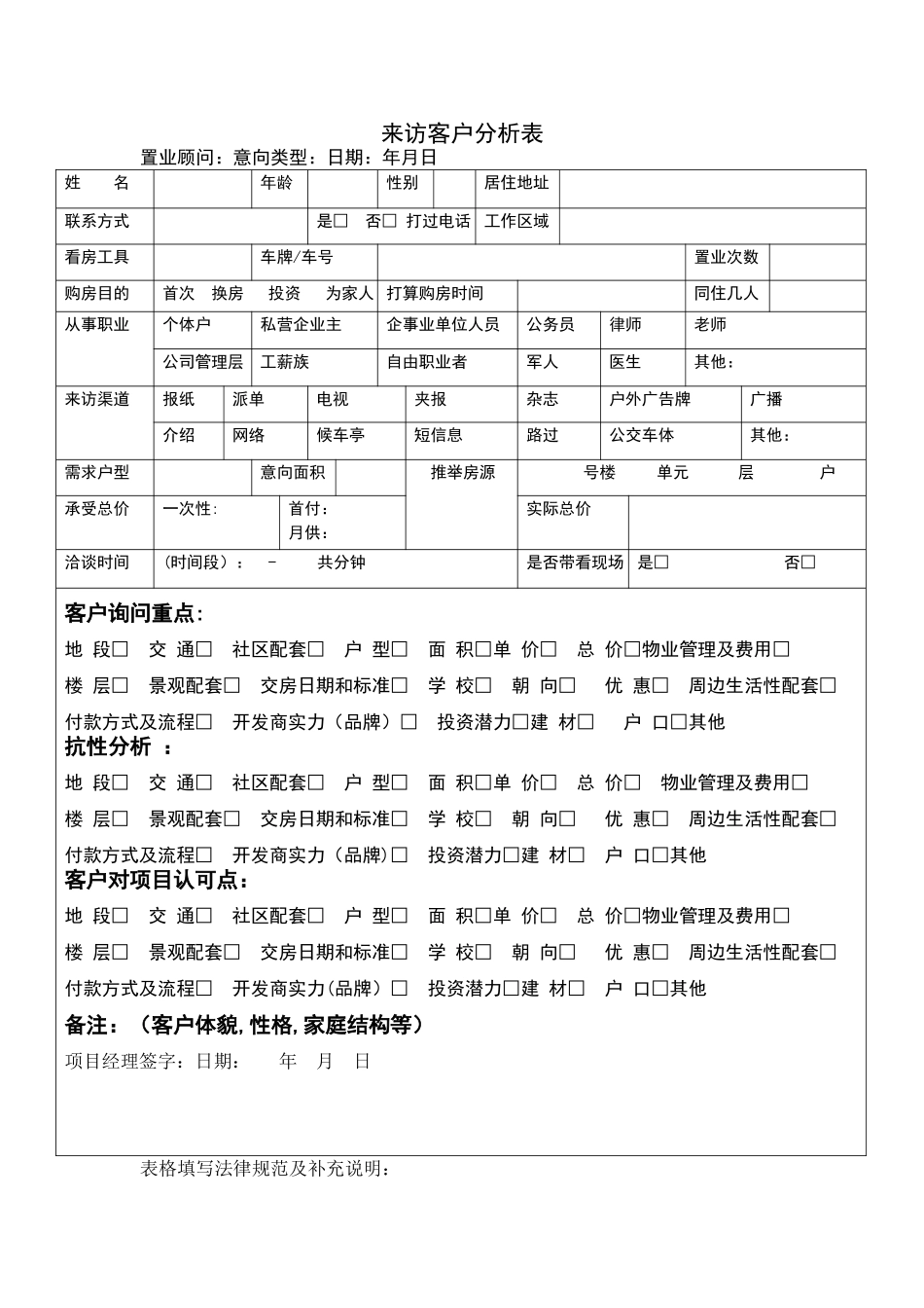 房地产来访客户分析表_第1页