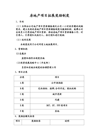 房地产项目拓展奖励制度