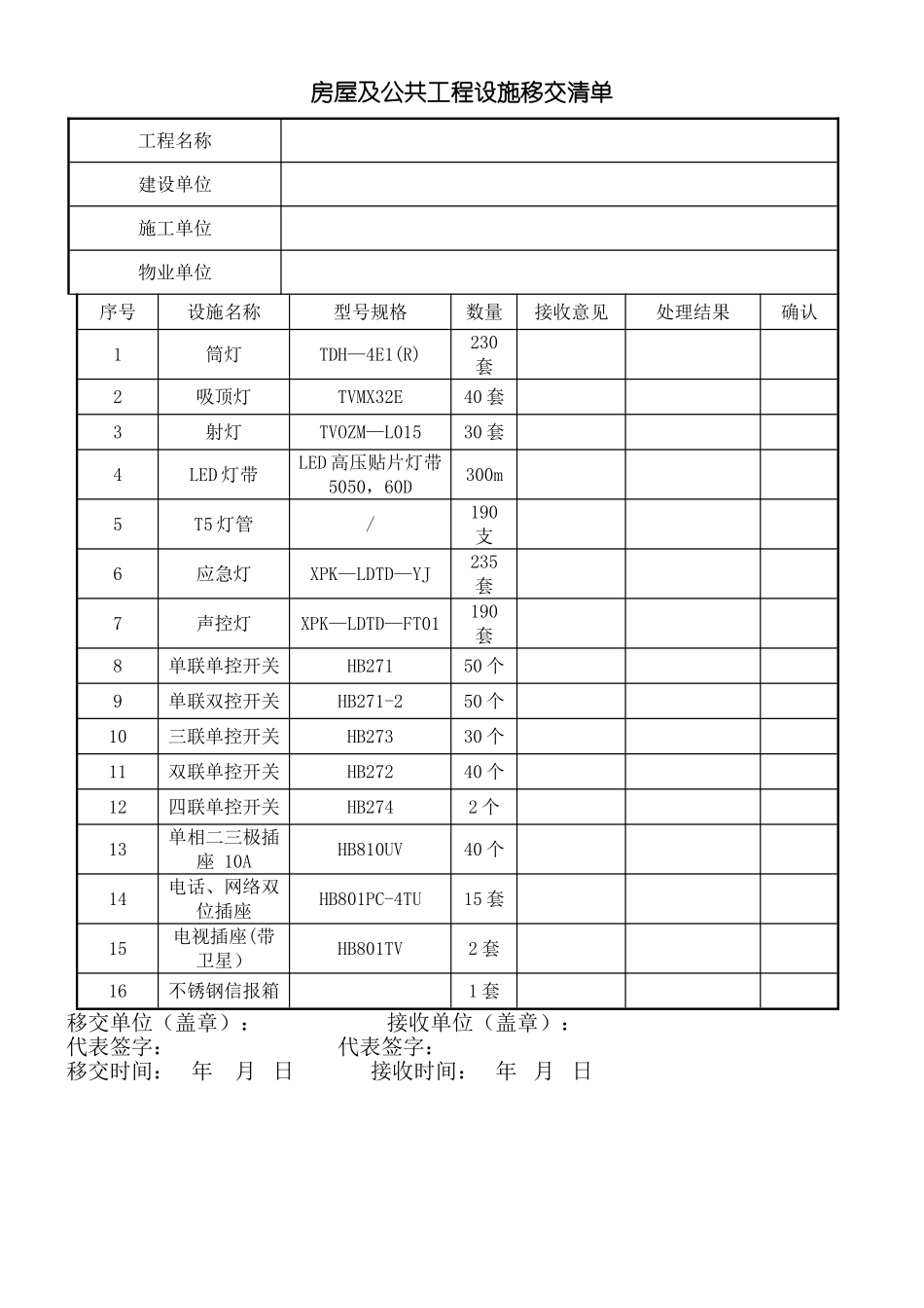 房屋及公共工程移交项目表_第2页
