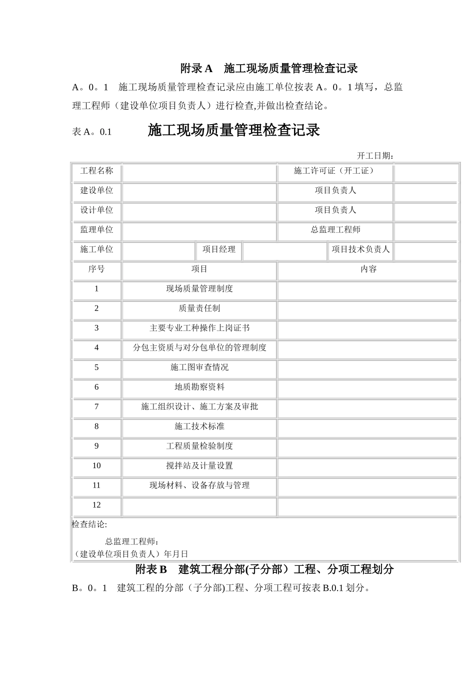房屋建筑工程单位、分部、分项划分表_第1页