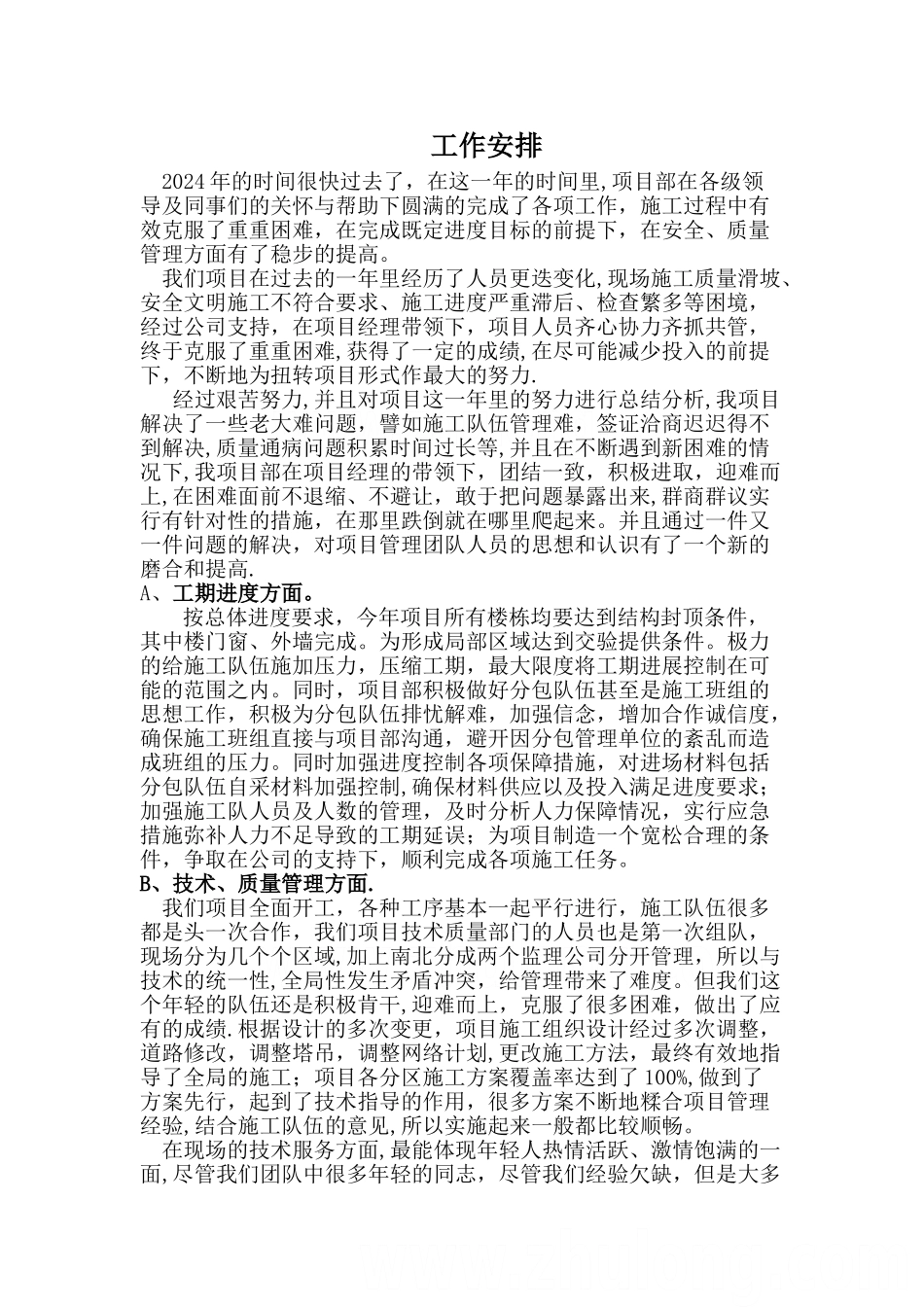 房建项目年度工作总结及工作规划-secret_第1页