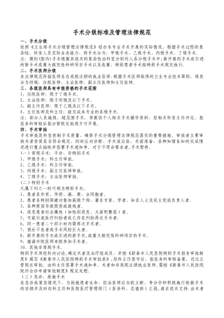 手术分级标准及管理规范