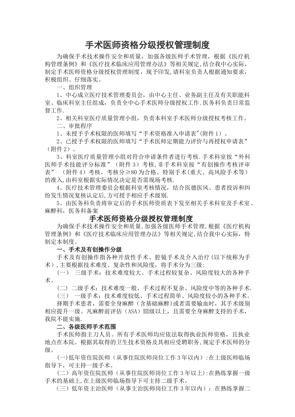 手术医师资格认定与授权管理办法_第1页
