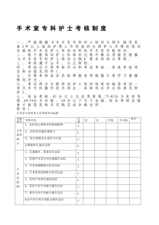 手术室专科护士培训考核制度