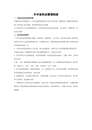 手术室备用药品管理制度