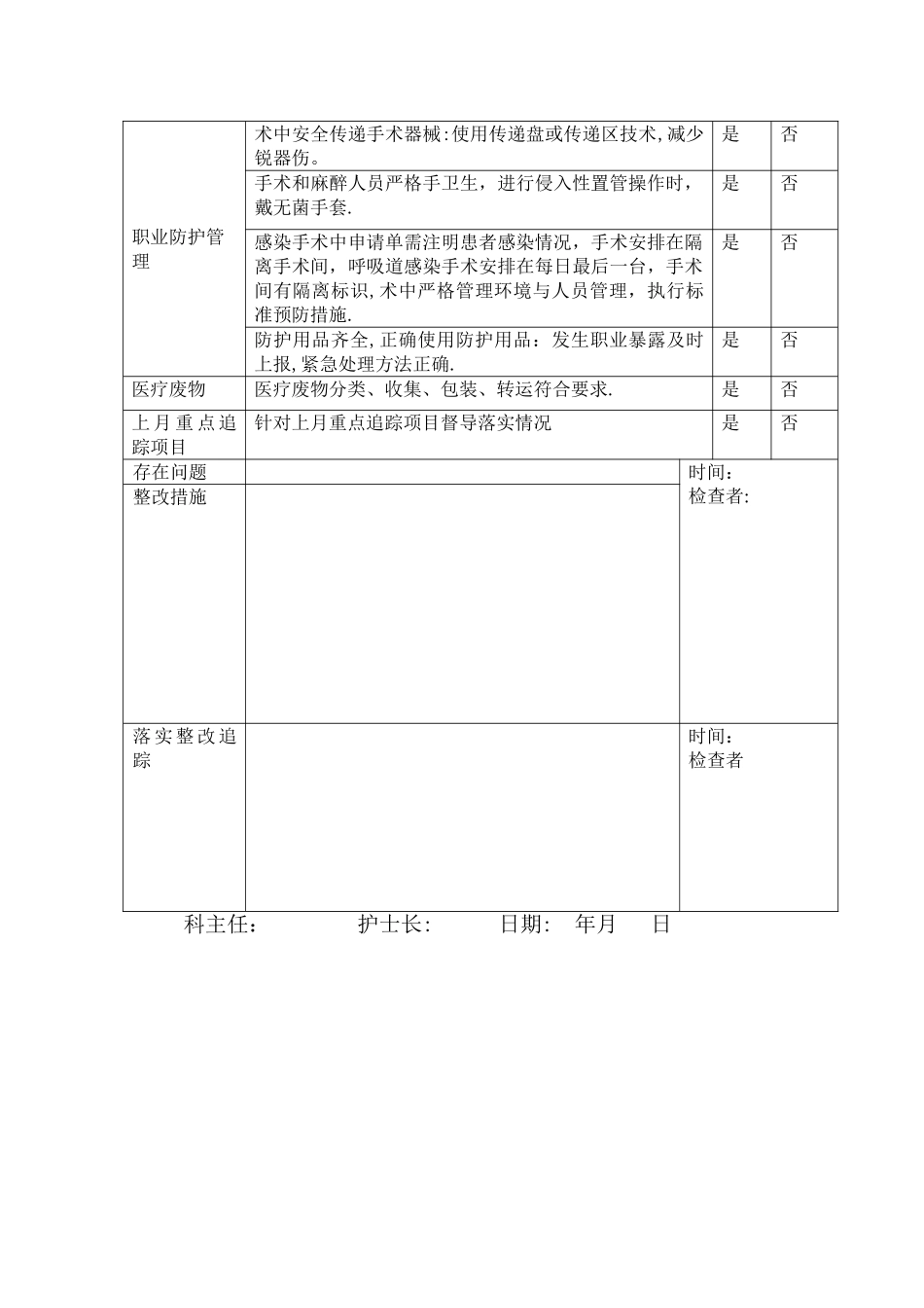 手术室感染管理质量自查表_第2页