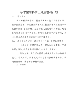 手术室护士分级培训计划