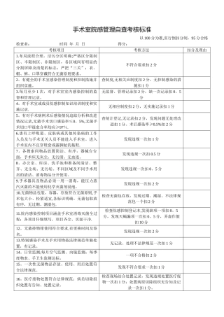 手术室院感管理自查考核标准