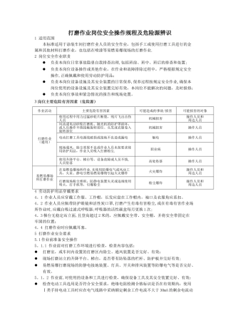 打磨作业岗位安全操作规程及危险源辨识
