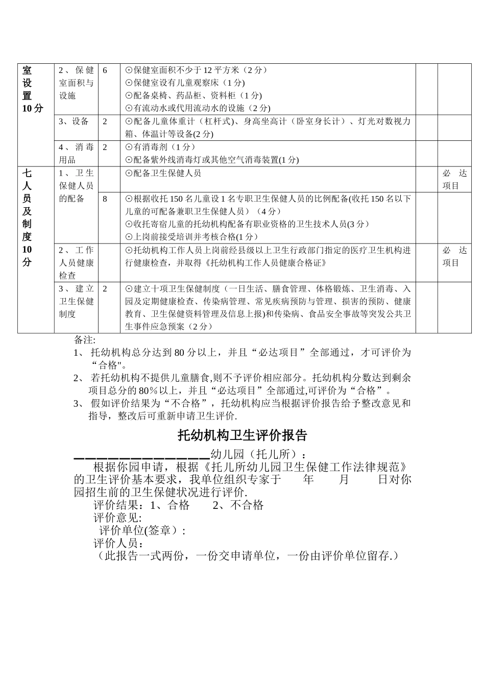 托幼机构卫生评价表_第3页