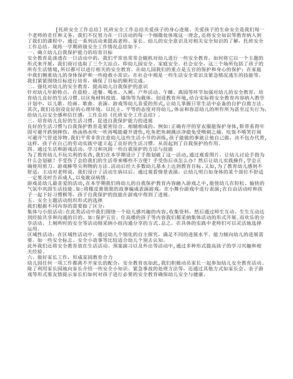 托班安全工作总结_第1页