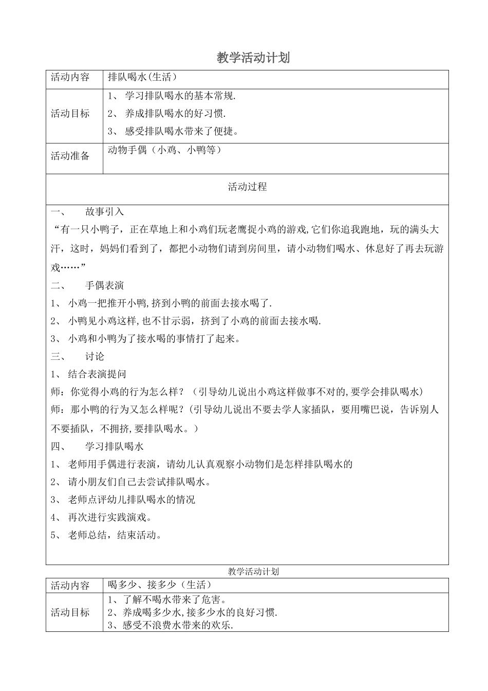 托班生活教案：喝水_第1页