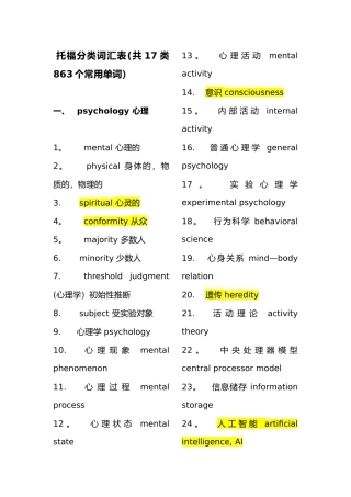 托福分类词汇表