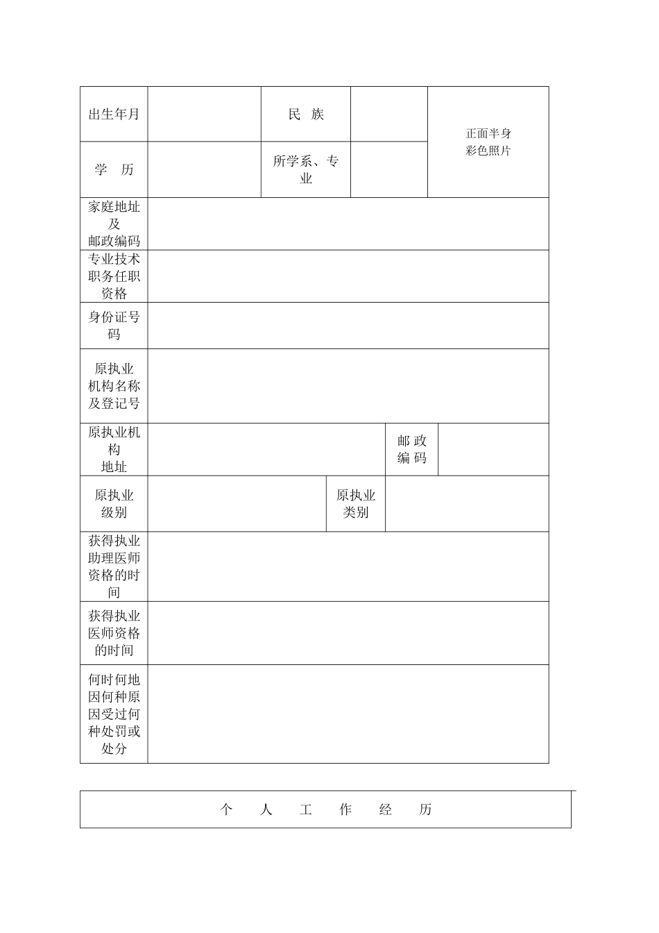 执业医师注册变更申请表_第2页