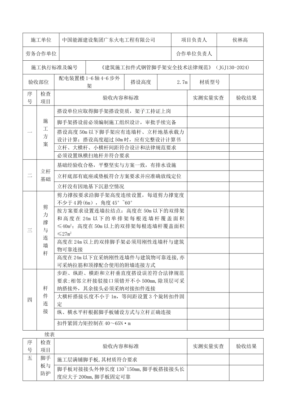 扣件式钢管脚手架验收表_第3页