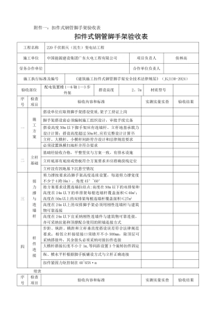 扣件式钢管脚手架验收表