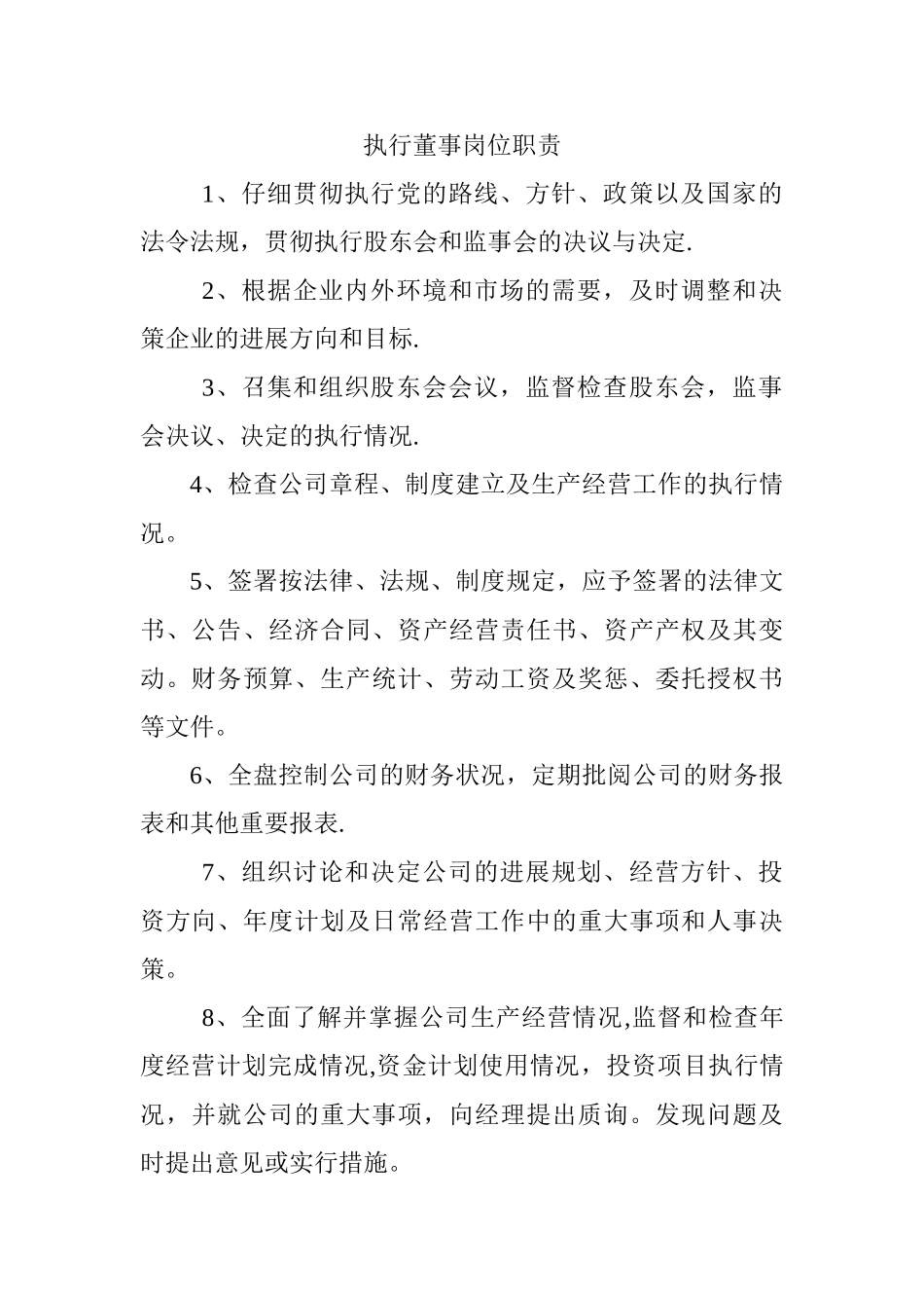 执行董事岗位职责_第1页
